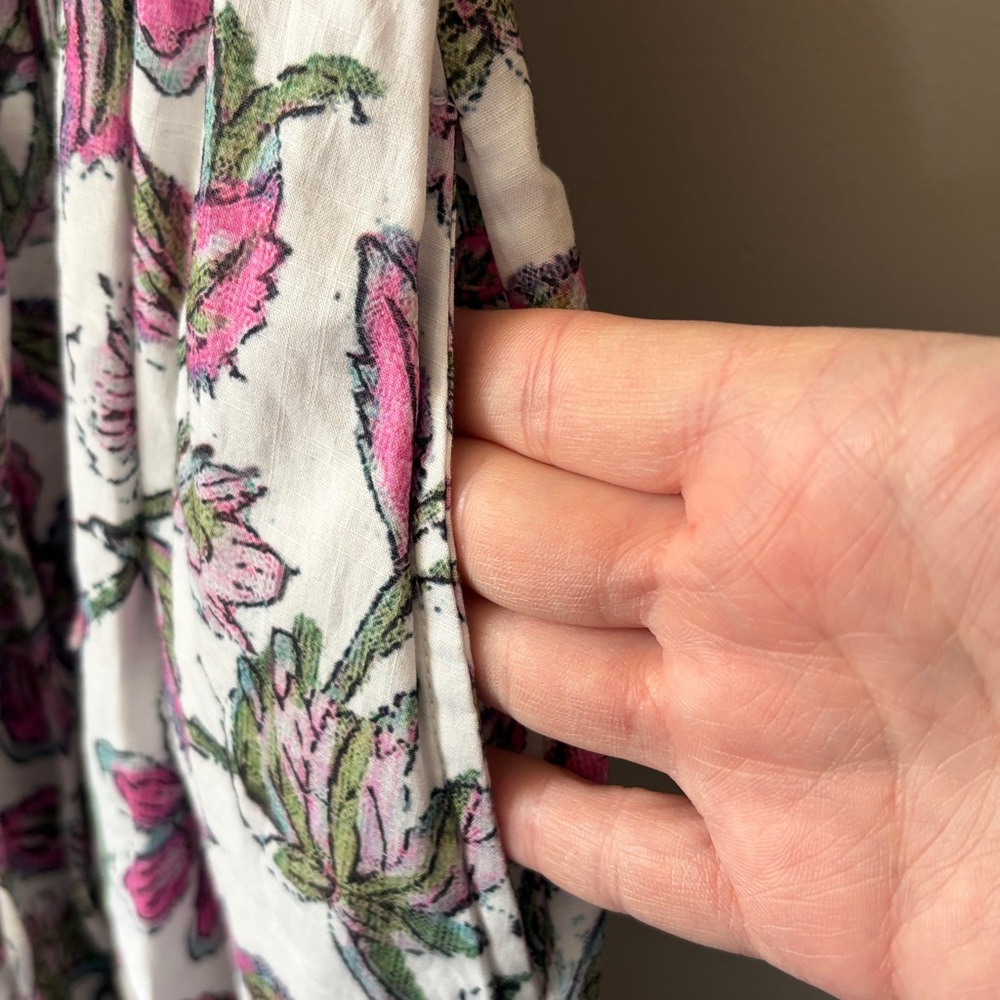 Celina Moon Floral Cotton Mini Dress Size XS White Pink Green - Picture 6 of 10